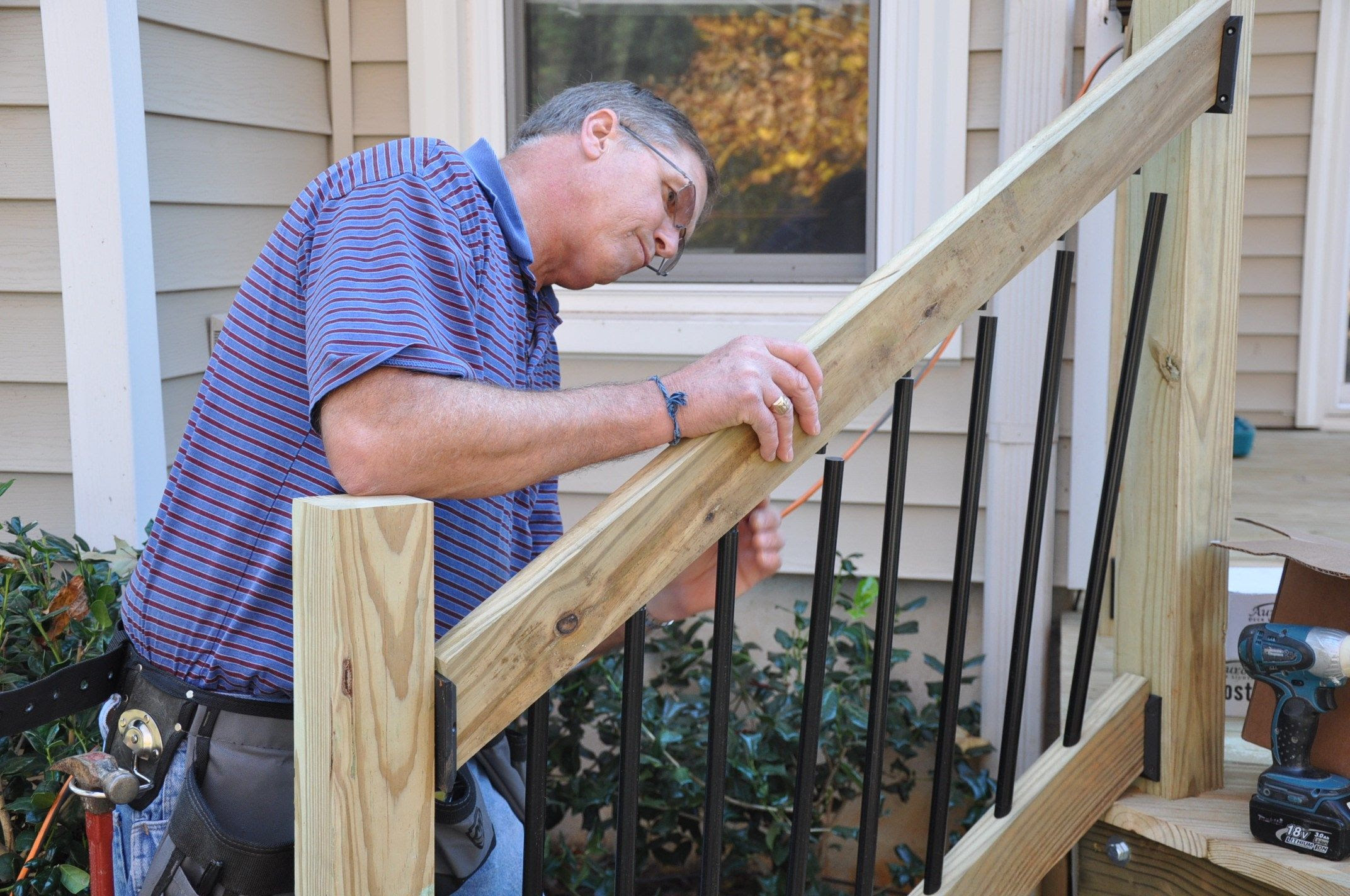 Stair railing should be required if your deck is 30 (762 mm) or more above the ground. Building Installing Deck Stair Railings Decks Com