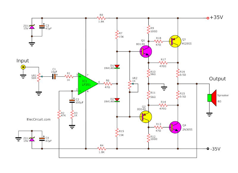 Layout Ampli 50 Watt  Circuit  Diagram Images