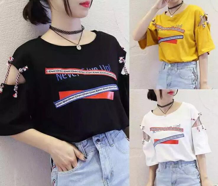  Baju Kaos Wanita Lengan Pendek  Kekinian Kumpulan Model 