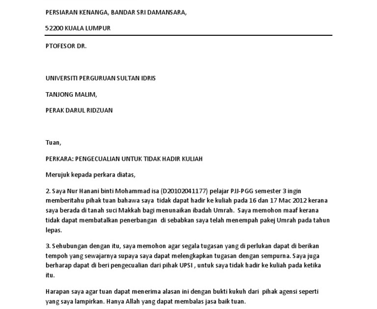 Surat Rasmi Permohonan Cuti Umrah - Surasmi G