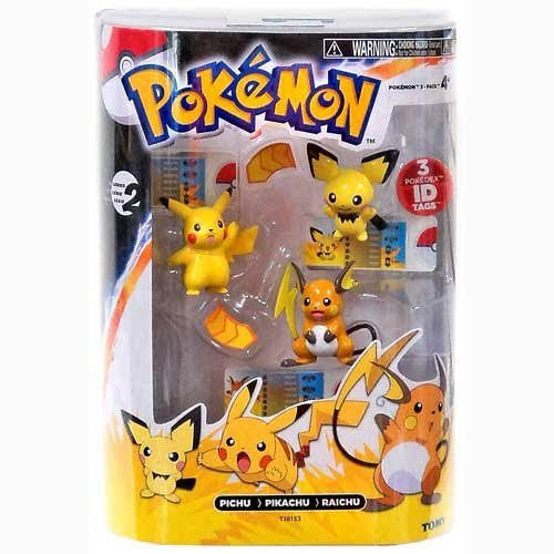 Tomy Pokemon Evolution Pichu Pikachu Raichu Figure 3 Pack