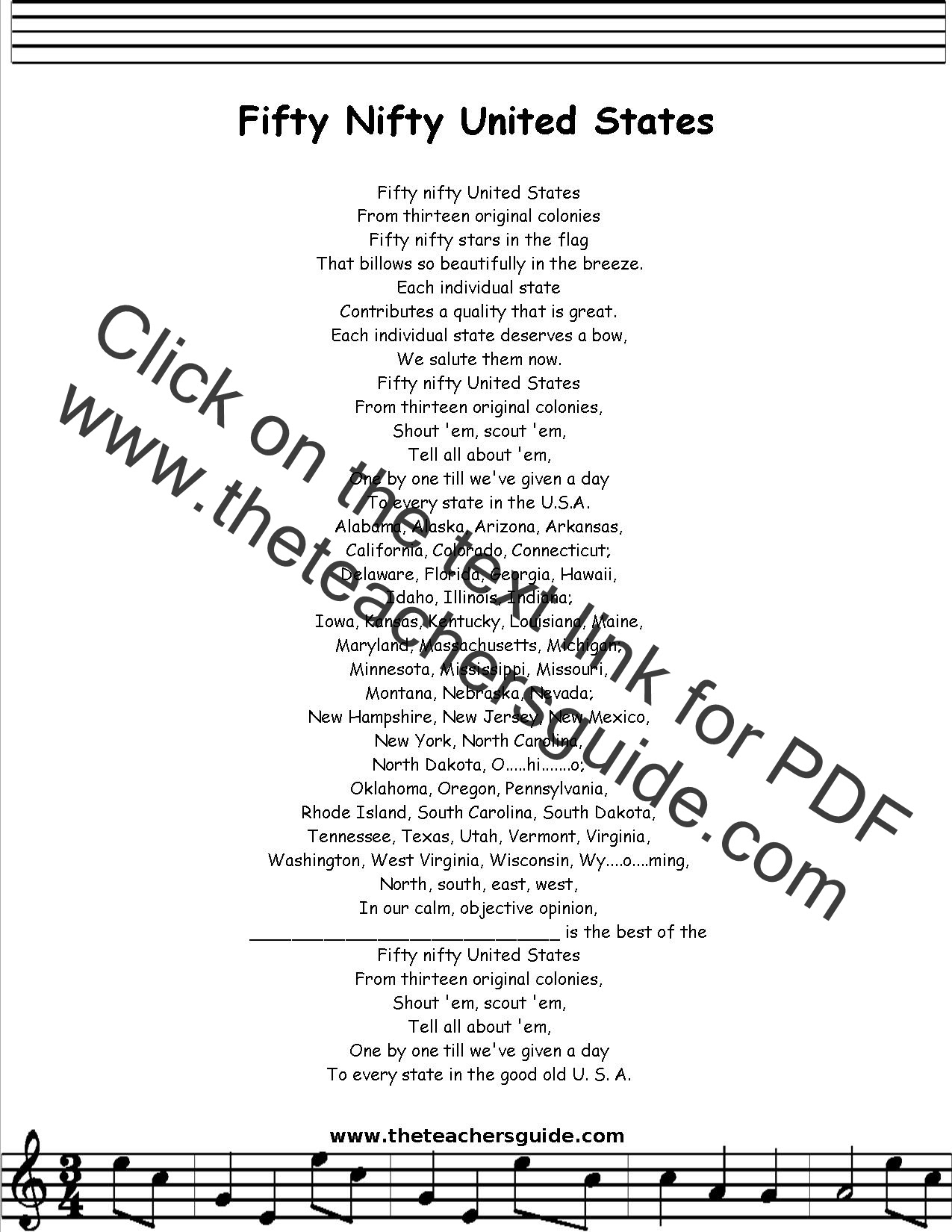 Us States In Alphabetical Order Song