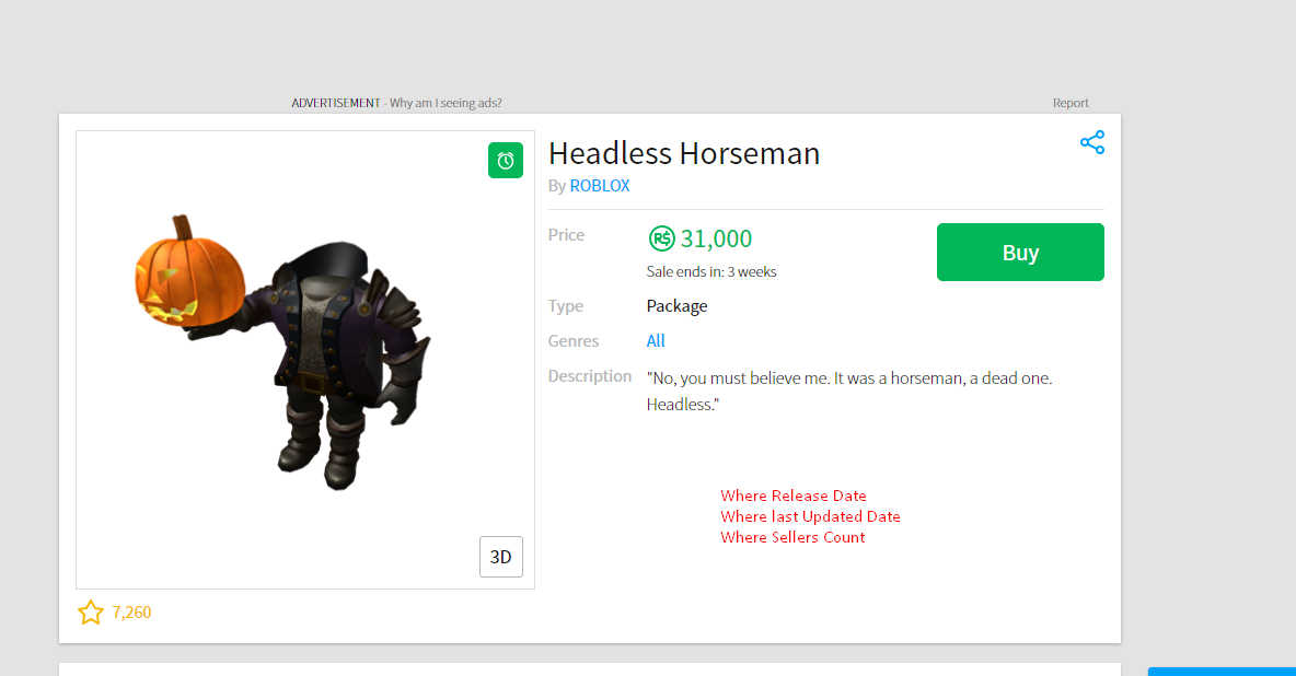Buying Headless Horseman Roblox 2019 - headless horseman roblox item