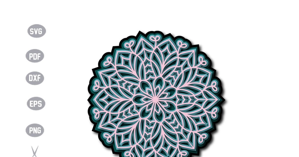 Download Layered 3D Mandala Lotus Flower Svg - Layered SVG Cut File