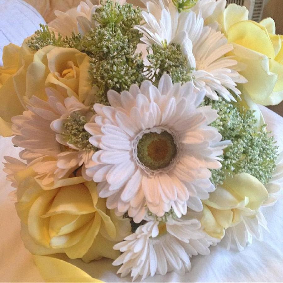 Use coupon wedding · perfect wedding flowers · free consultation Wedding Bouquet Beautiful Springtime Elegance Bridal Bouquet Small Brides Bouquet Or Bridesmaid Bouquet Yellow Roses And White Daisys 2455812 Weddbook