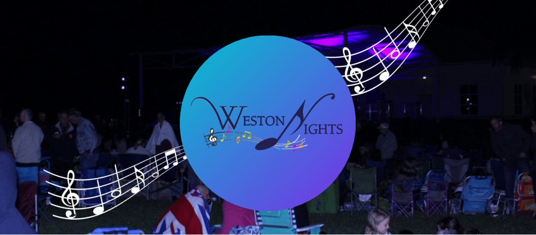 WestonNights Concert Logo on top of a photo from an outdoor concert.