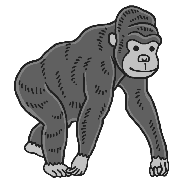 最高のゴリラ イラスト 白黒 すべてかわいい動物