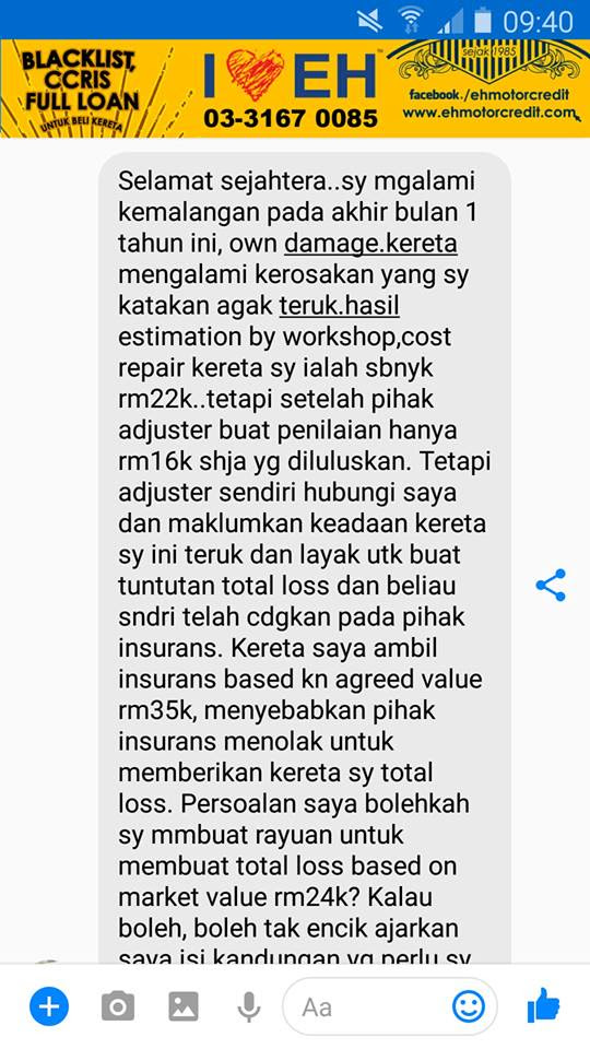 Surat Rayuan Total Loss - Selangor t