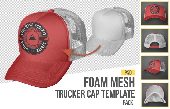 Download Trucker Cap Mockup Back View