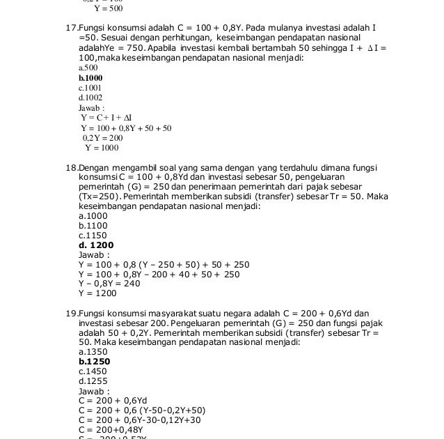 Contoh Soal Essay Pendapatan Nasional Dan Jawabannya