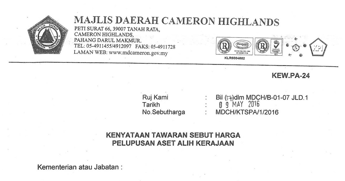 Contoh Surat Sebut Harga Lori Contoh Surat