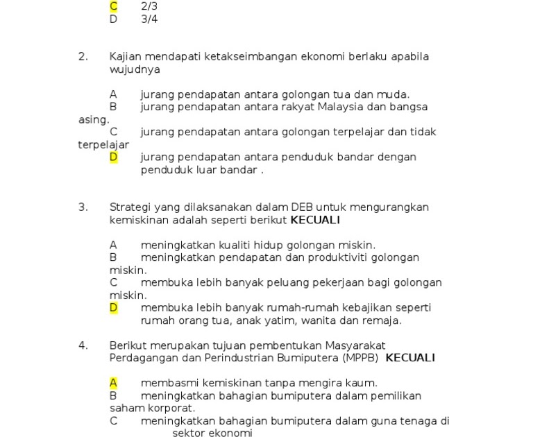 Soalan Objektif Hubungan Etnik Dan Jawapan - Klewer p