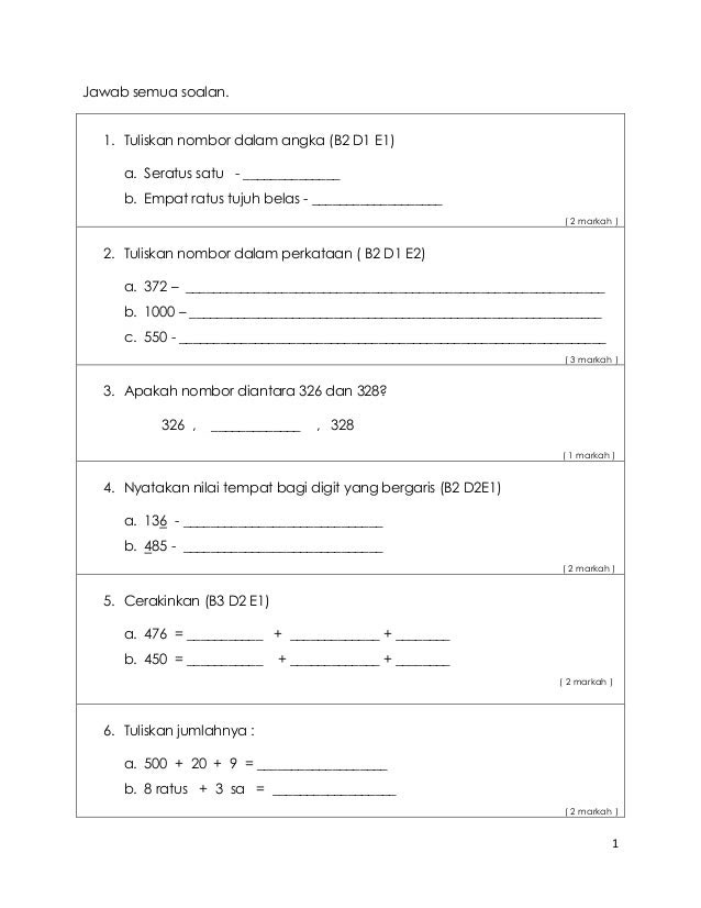 Soalan Matematik Darjah Empat - Persoalan s