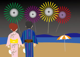 驚くばかり花火 カップル 後ろ姿 イラスト 無料イラスト集