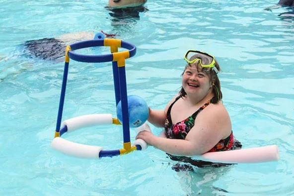 Brooke enjoys the pool at Innabah Camp and Retreat Center in Spring City, Pa., in an undated photo. The camp also offers an obstacle course, crafts, Bible lessons and more. Photo by Camp Innabah staff.