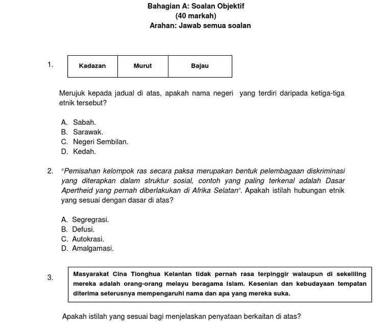 Soalan Dan Jawapan Kenegaraan Malaysia - Contoh Ris