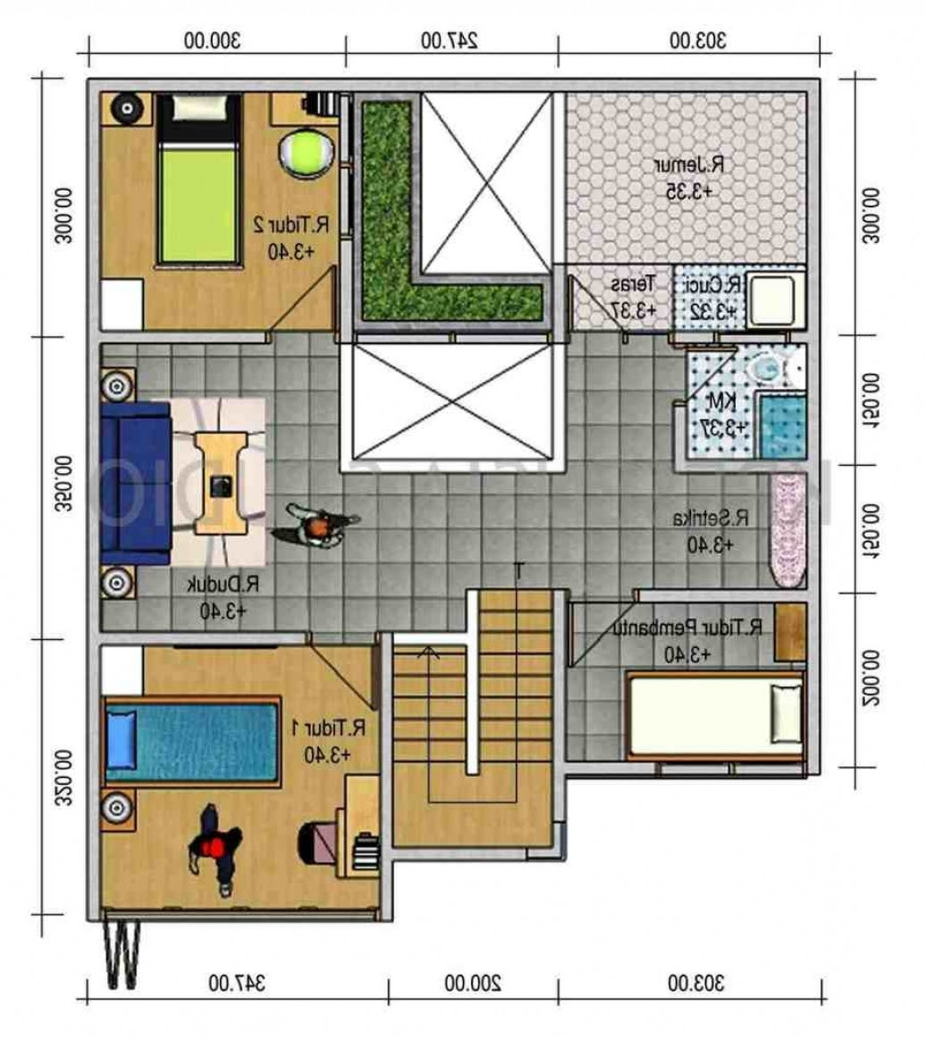 Gambar Denah Rumah Type 45 3 Kamar Tidur Huniankini