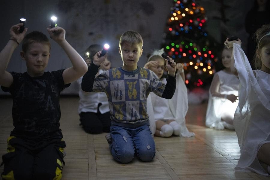 Children perform to mark Orthodox Christmas.