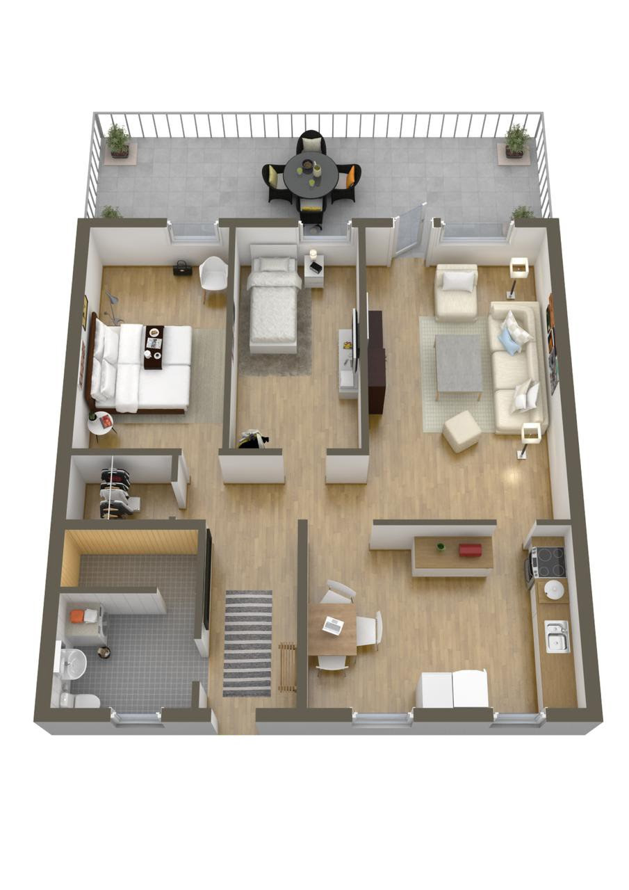 Two bedroom house plans with garage. 40 More 2 Bedroom Home Floor Plans