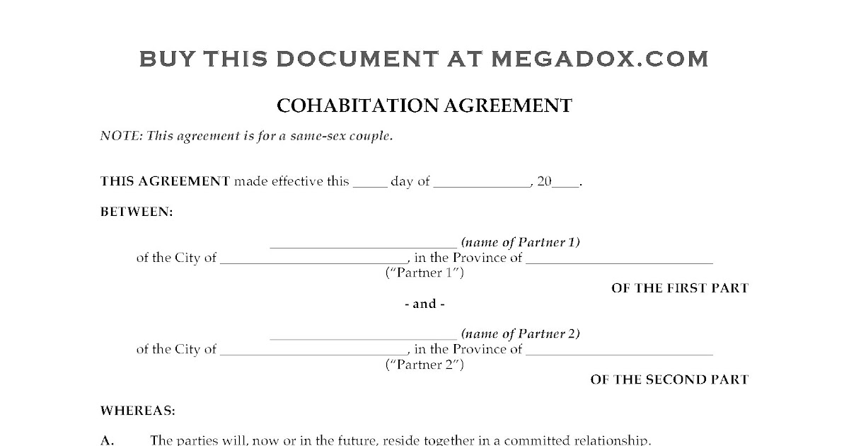 Cohabitation Agreement Saskatchewan Template | HQ Template ...
