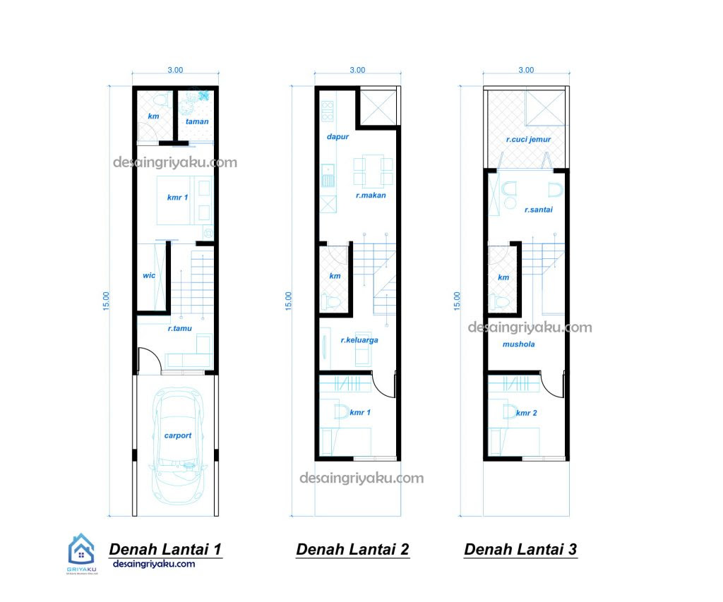 48 Denah Rumah 15 X 15 Denah Rumah