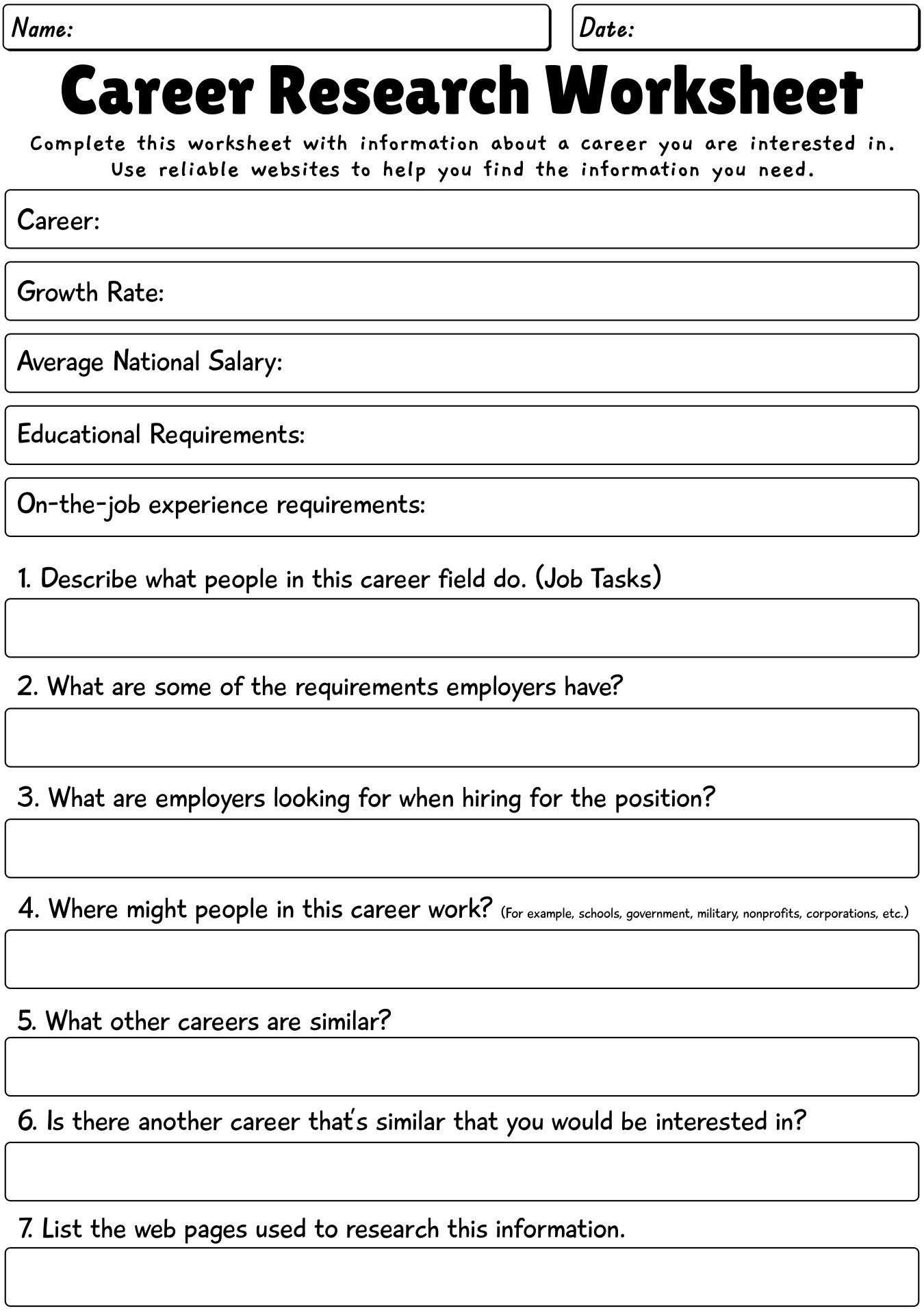 2 Career Worksheet For High School Students - Worksheet Resource Pertaining To Career Worksheets For High School