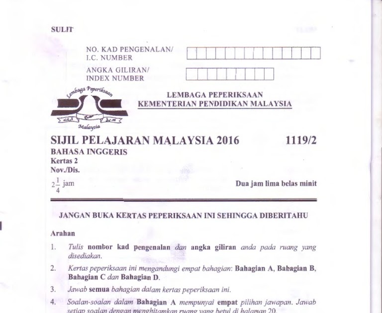 Contoh Soalan Spm Bahasa Inggeris Kertas 2 - Resepi Book b