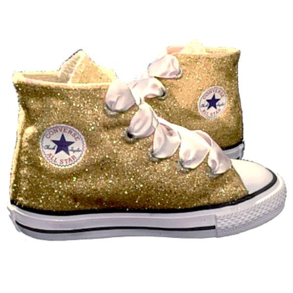 Designer dresses, clothes, shoes, handbags, cosmetics, home and more. Kids Glitter Converse All Stars Gold Champagne Flower Girls Birthday Glitter Shoe Co