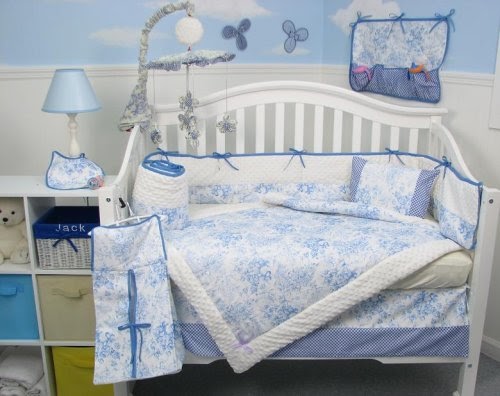Toile Baby Bedding: French Blue Toile Baby Crib Nursery ...