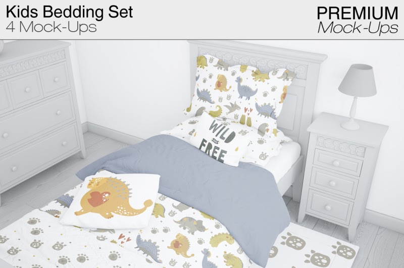 Download Download Kids Bedding Set PSD Mockup - Download Kids ...