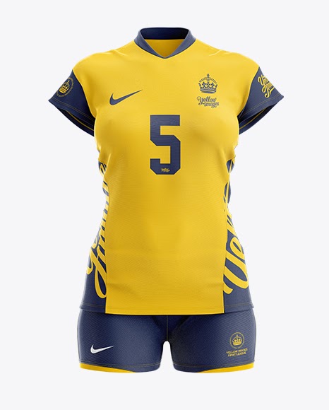 Download Women's Volleyball Kit with V-Neck Jersey PSD Mockup Front ...