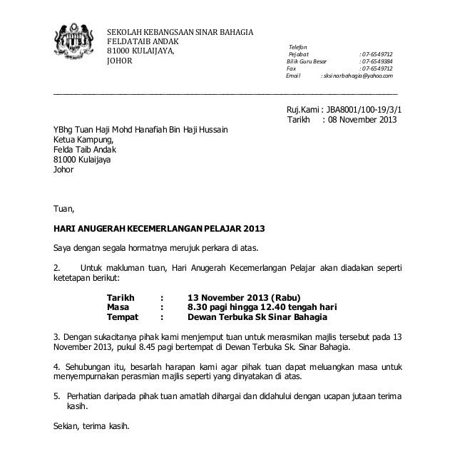 Contoh Surat Rasmi Jemputan Perasmian - Contoh 36