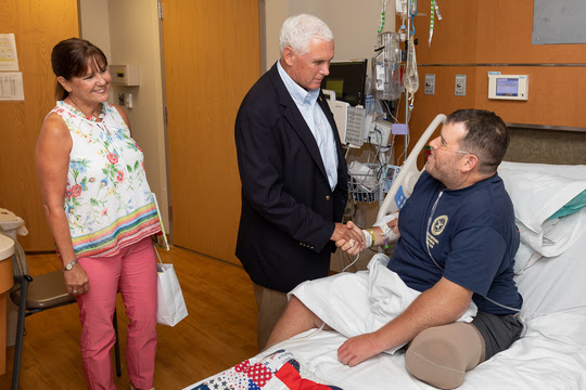 Vice President Mike Pence and Mrs. Karen Pence visit with service members at Walter Reed Hospital 