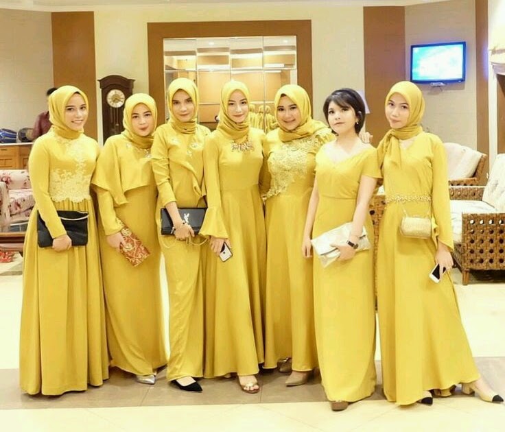 27 Model Baju  Pesta Brokat  Warna  Kuning Paling Trend 