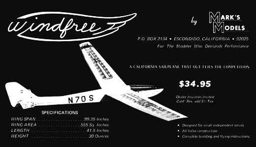Competition thermal sailplane that won 1st place overall at the 1976 s.o.a.r. The Original Nostalgia Pages Kits