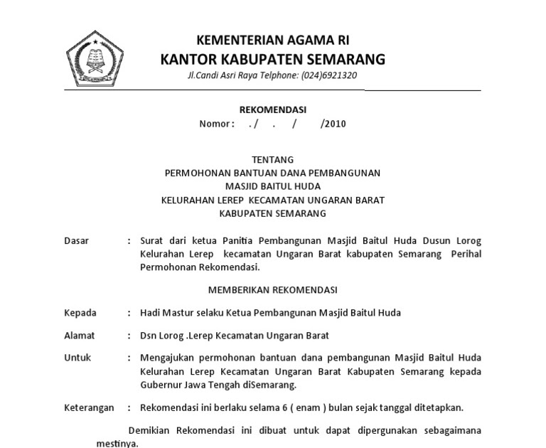 Contoh Surat Rekomendasi Fatayat Nu - Contoh Surat ...