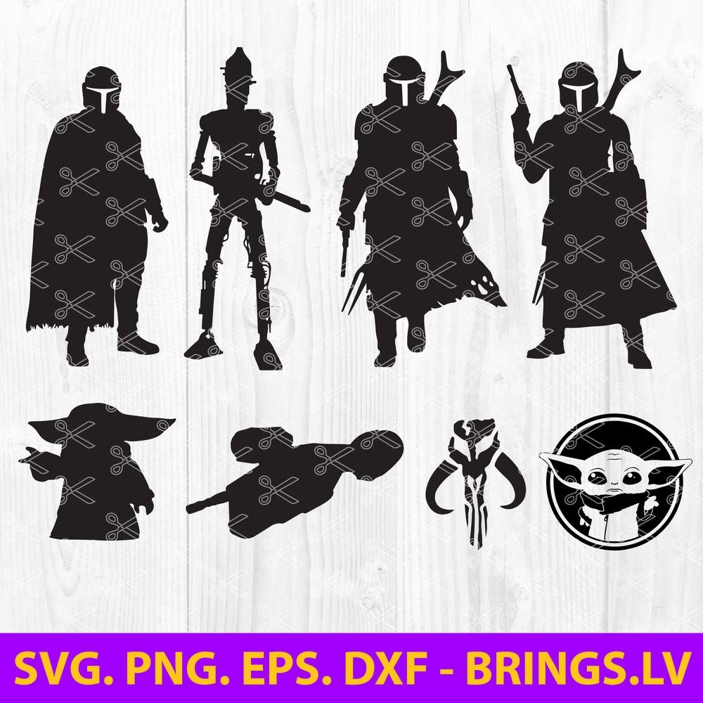 50 Baby Yoda Svg Grogu Silhouette Svg Png Eps Dxf File
