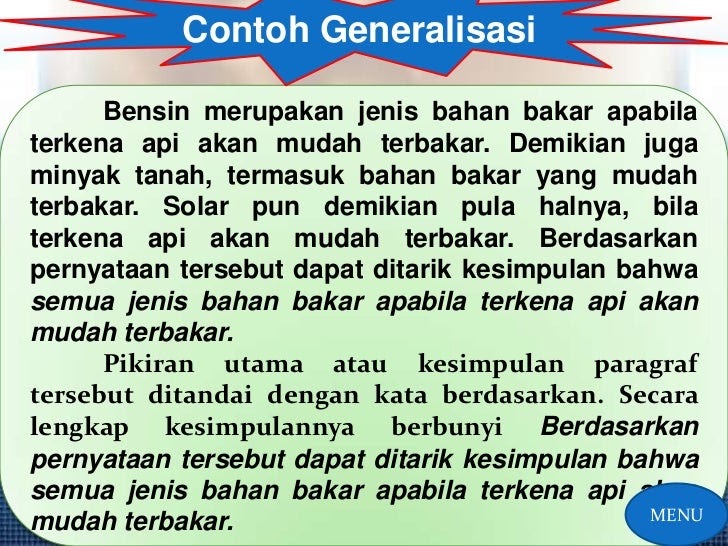 Contoh Paragraf Induktif Jenis Generalisasi - Wo Ternyata