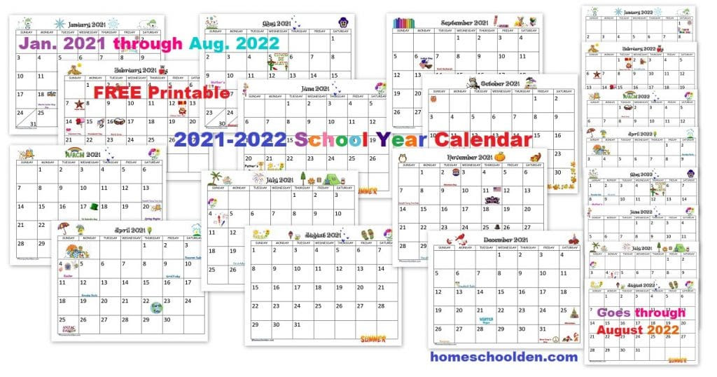 2021 period calendar, free printable pdf. Free 2021 2022 Calendar Printable Homeschool Den