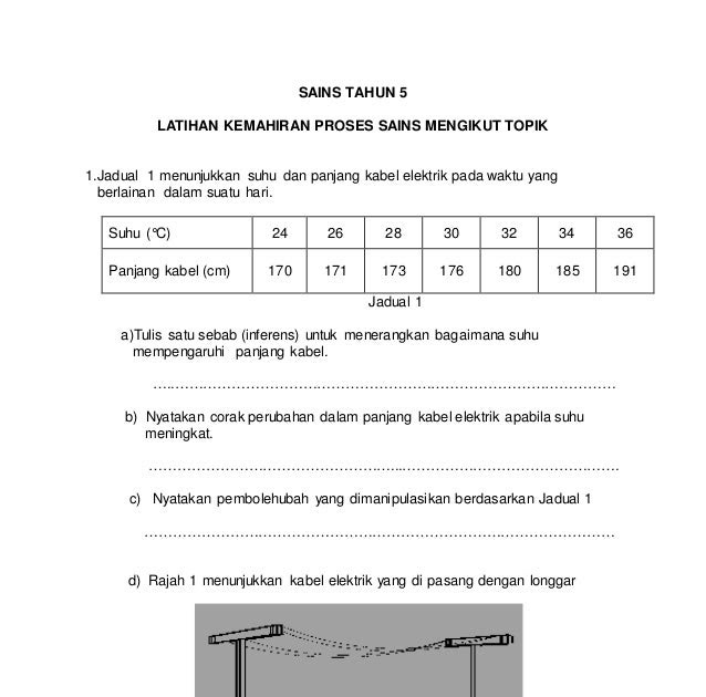 Soalan Sains Tahun 5 Mengikut Topik - Tersoal l