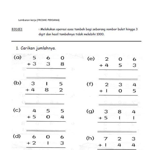 Soalan Matematik Tahun 6 Mengikut Topik - Persoalan w
