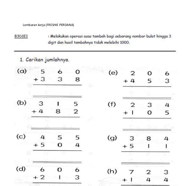 Soalan Matematik Tahun 6 Mengikut Topik - Persoalan w