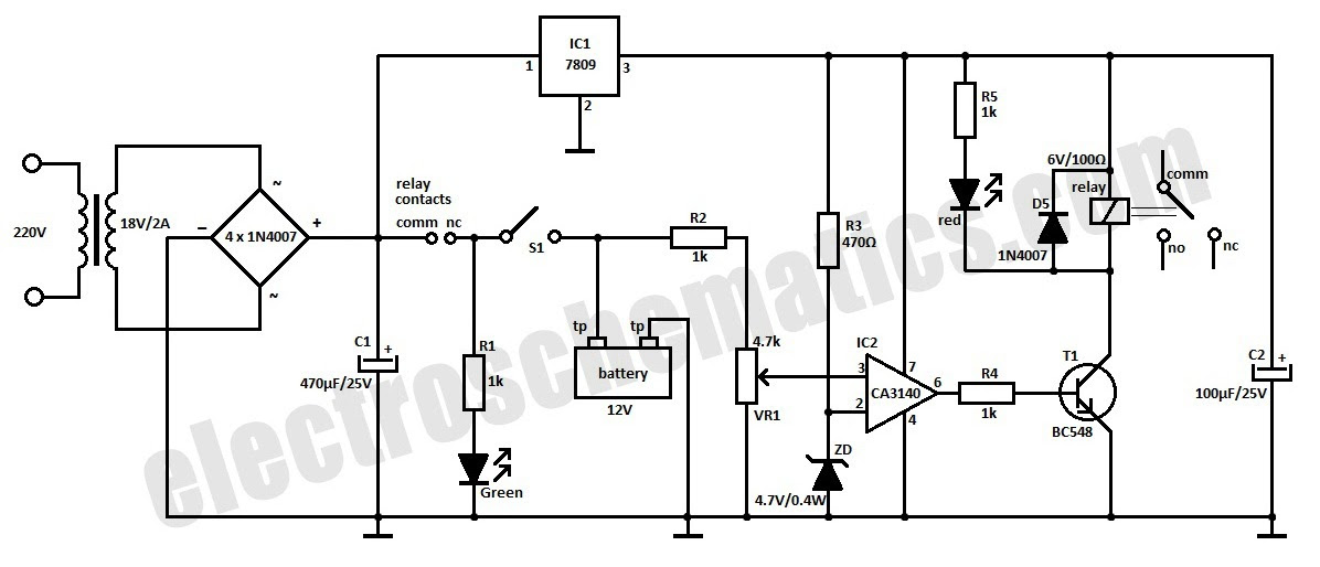 20amps 12 Volt Float Battrey Charger Circuit Diagram  