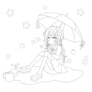 エレガント可愛い 線画 女の子 最高の動物画像