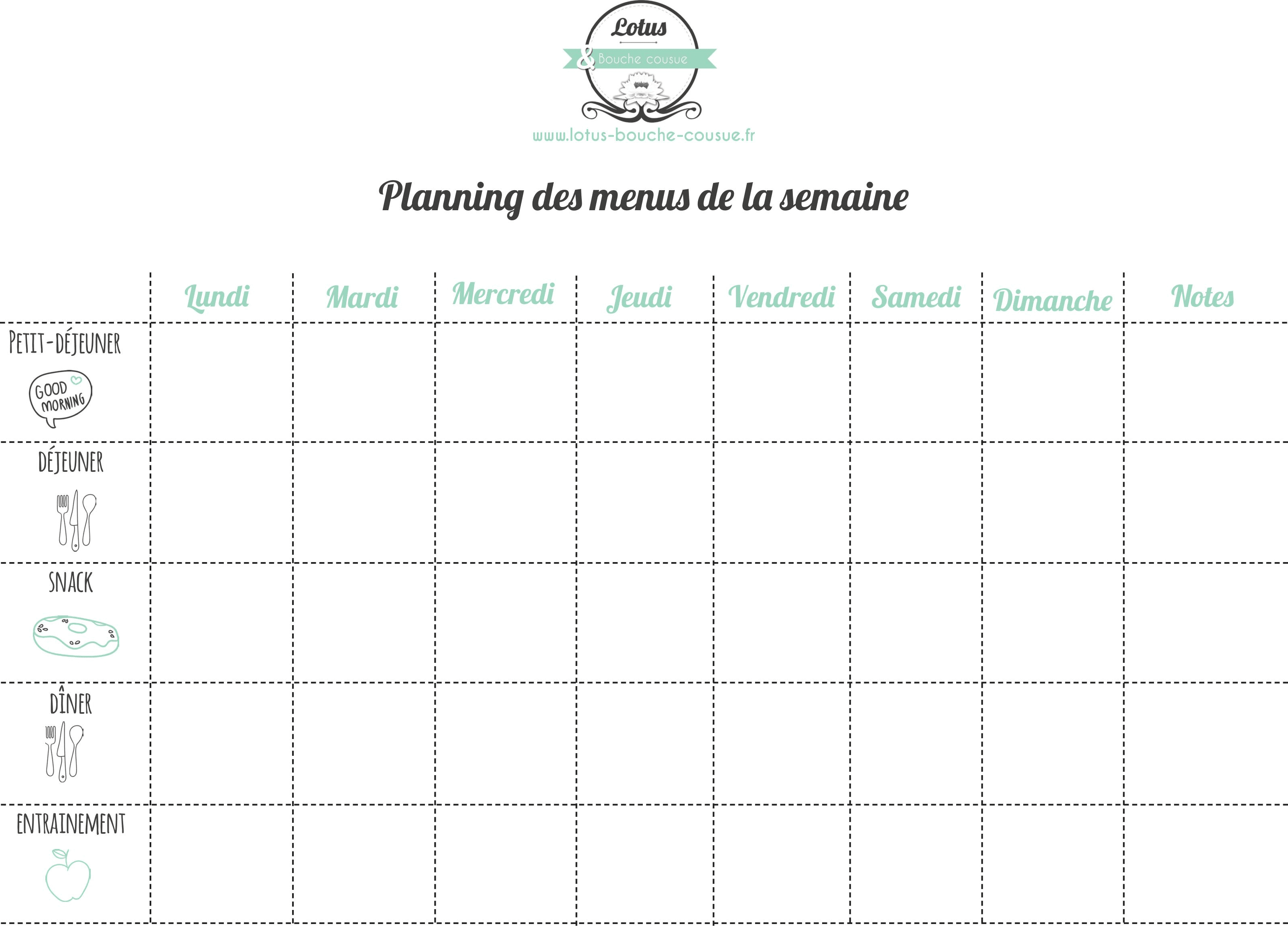 ✓ gratuite pour utilisation commerciale ✓ aucune attribution nécessaire. Plannings Vierges Pdf Menus De La Semaine A Imprimer