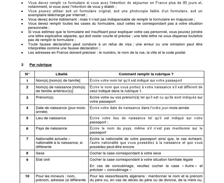 Pdf Remplir Formulaire Visa France - Service Publique
