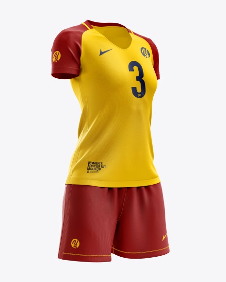 Download Free Women's Soccer Kit mockup (Half Side View) (PSD)