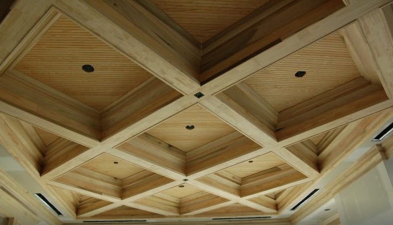 soffitto a cassettoni in legno su misura trento
