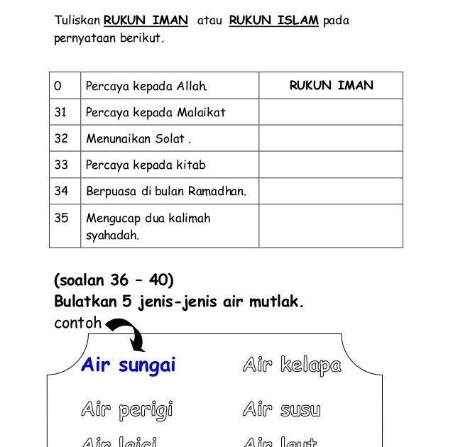 Contoh Soalan Tahun 3 Pendidikan Islam - Kecemasan 1