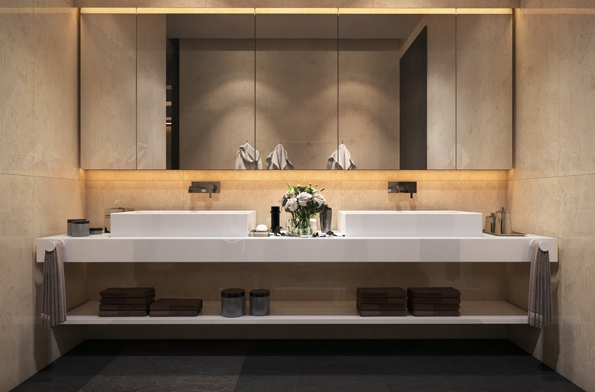 Vanities—which, at their core, are really just made up of sinks and mirrors—add functionality to any bathroom. 40 Double Sink Bathroom Vanities